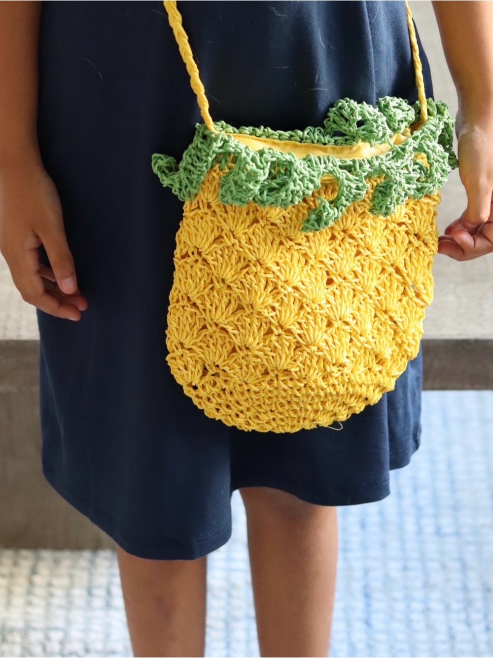 Capelli of New York Yellow and Green Crochet Crossbody pineapple Bag for Kids